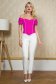 Bluza dama din stofa elastica roz cu umeri goi si aplicatii cu perle - PrettyGirl 3 - StarShinerS.ro