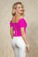 Bluza dama din stofa elastica roz cu umeri goi si aplicatii cu perle - PrettyGirl 2 - StarShinerS.ro