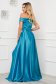 Turquoise dress long cloche slit naked shoulders taffeta 2 - StarShinerS.com