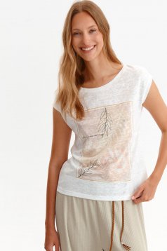 White t-shirt thin fabric loose fit abstract