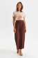 Brown trousers thin fabric flared high waisted accessorized with belt 2 - StarShinerS.com