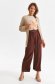 Brown trousers thin fabric flared high waisted accessorized with belt 4 - StarShinerS.com