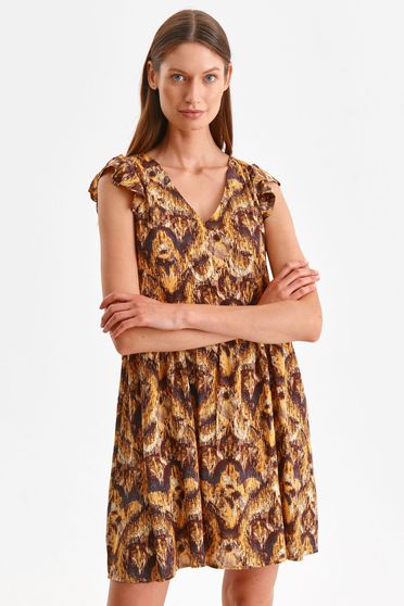 Thin material dresses, Brown dress short cut loose fit thin fabric abstract - StarShinerS.com