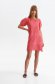 Lightred dress guipure short cut with puffed sleeves straight 3 - StarShinerS.com