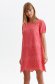 Lightred dress guipure short cut with puffed sleeves straight 1 - StarShinerS.com