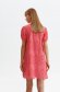 Lightred dress guipure short cut with puffed sleeves straight 2 - StarShinerS.com