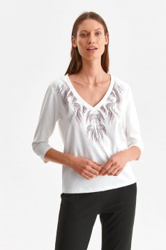 White women`s blouse slightly elastic fabric loose fit