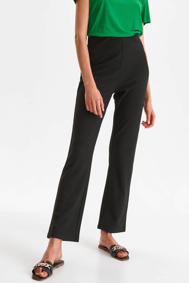 Pantaloni cu talie inalta, Pantaloni din material elastic negri cu un croi evazat si talie inalta - Top Secret - StarShinerS.ro