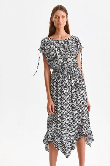 Thin material dresses, Dress thin fabric midi asymmetrical cloche with elastic waist - StarShinerS.com