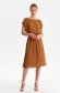 Brown dress thin fabric midi cloche with elastic waist 3 - StarShinerS.com
