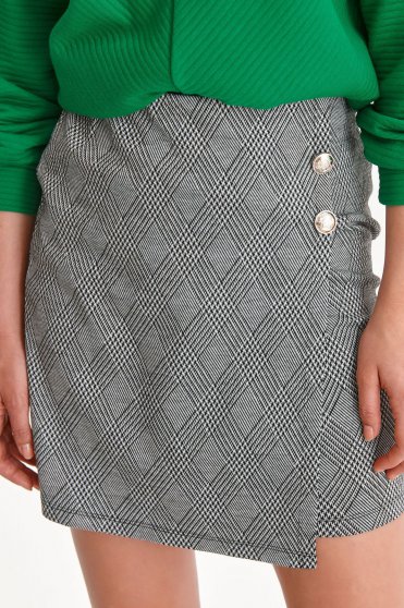 Grey skirt short cut pencil cloth with chequers