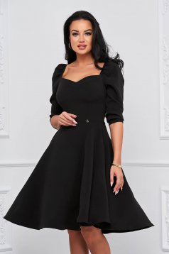 Black dress elastic cloth cloche midi with pockets - StarShinerS