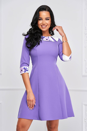 Purple dresses, Purple dress short cut cloche with floral print elastic cloth - StarShinerS - StarShinerS.com