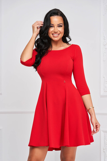 Fall dresses, - StarShinerS red dress crepe short cut cloche with rounded cleavage - StarShinerS.com