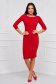 Red Midi Pencil Dress Made of Crepe with Rounded Neckline at the Back - StarShinerS 3 - StarShinerS.com