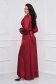 - StarShinerS burgundy dress from satin long wrap around with puffed sleeves cloche 2 - StarShinerS.com