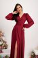 - StarShinerS burgundy dress from satin long wrap around with puffed sleeves cloche 1 - StarShinerS.com