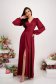 - StarShinerS burgundy dress from satin long wrap around with puffed sleeves cloche 4 - StarShinerS.com
