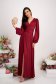 - StarShinerS burgundy dress from satin long wrap around with puffed sleeves cloche 3 - StarShinerS.com