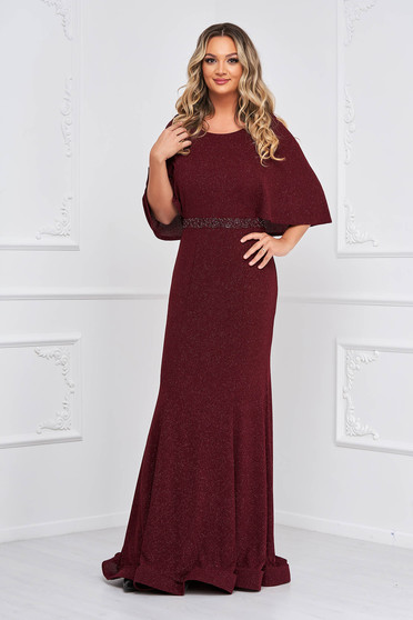 Dresses with pearls, Burgundy dress mermaid dress long with glitter details - StarShinerS.com