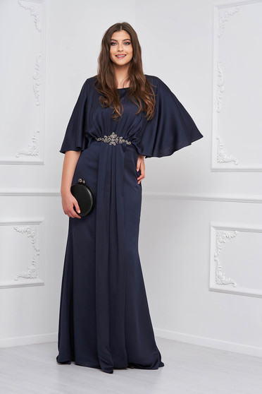 Online Dresses, Dark blue dress mermaid dress long from veil fabric - StarShinerS.com
