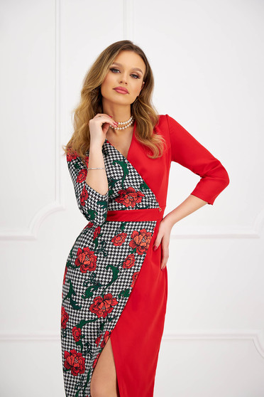 Rochie din stofa usor elastica midi tip creion petrecuta - StarShinerS