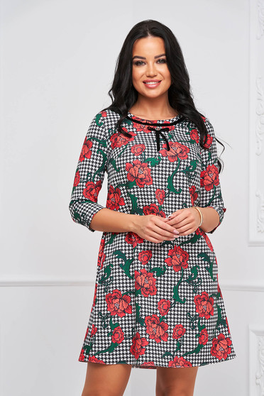 Floral print dresses, Dress elastic cloth short cut a-line lateral pockets - StarShinerS - StarShinerS.com