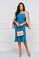 Turquoise dress elastic cloth pencil midi high shoulders with ruffles at the buttom of the dress - StarShinerS 3 - StarShinerS.com