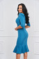 Turquoise dress elastic cloth pencil midi high shoulders with ruffles at the buttom of the dress - StarShinerS 2 - StarShinerS.com