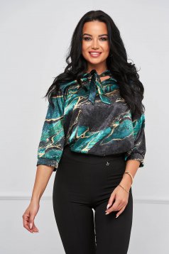 Women`s blouse from satin loose fit asymmetrical - StarShinerS