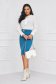 Petrol blue skirt slightly elastic fabric midi pencil buckle accessory - StarShinerS 4 - StarShinerS.com