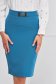 Petrol Blue Midi Pencil Skirt made from slightly stretchy fabric accessorized with a buckle - StarShinerS 5 - StarShinerS.com