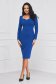 Rochie din crep albastra tip creion cu maneci lungi - StarShinerS 4 - StarShinerS.ro