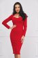 Red dress pencil crepe long sleeved - StarShinerS 1 - StarShinerS.com