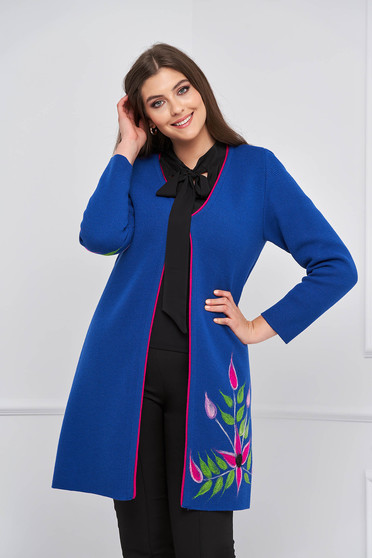 Sales cardigans, Blue cardigan knitted front closing - StarShinerS.com