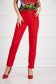 Pantaloni din stofa usor elastica rosii conici cu talie inalta accesorizati cu o catarama - StarShinerS 2 - StarShinerS.ro