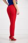 Pantaloni din stofa usor elastica rosii conici cu talie inalta accesorizati cu o catarama - StarShinerS 3 - StarShinerS.ro