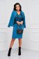 Turquoise dress midi pencil georgette elastic cloth wrap over front - StarShinerS 4 - StarShinerS.com