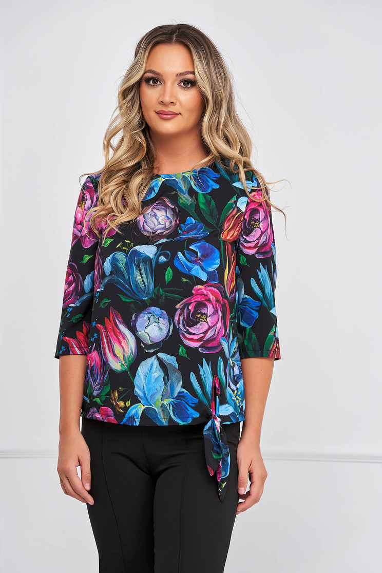 Bluza dama din material subtire cu croi larg si imprimeu floral - Lady Pandora