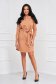 Rochie din stofa elastica cu un croi drept maro - Lady Pandora 3 - StarShinerS.ro