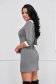Grey Thin Knit Short Dress with Shirt-Style Collar - SunShine 2 - StarShinerS.com
