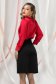 Red women`s blouse from satin loose fit pleats of material 2 - StarShinerS.com