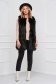 Black gilet from ecological fur front closing with faux leather details 4 - StarShinerS.com