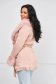 Pink jacket straight midi from ecological leather with faux fur details 2 - StarShinerS.com