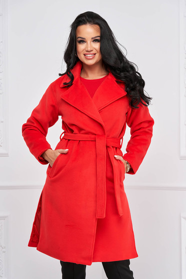 Coats, Red coat cloth with inside lining loose fit - StarShinerS.com