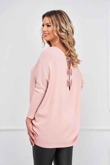 Casual jumpers, Lightpink sweater knitted loose fit with sequin embellished details - StarShinerS.com