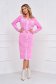 Pink dress knitted midi with v-neckline pencil 1 - StarShinerS.com