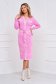 Pink dress knitted midi with v-neckline pencil 3 - StarShinerS.com