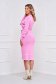Pink dress knitted midi with v-neckline pencil 2 - StarShinerS.com