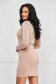 Beige dress knitted midi pencil with padded shoulders with pockets 2 - StarShinerS.com